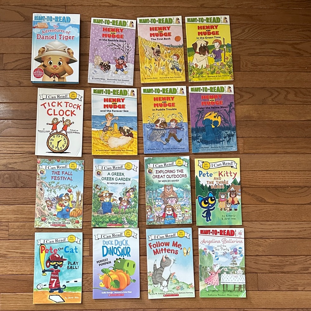 Kids Books Ready to Read Bundle 16 books daniel tiger henry & mudge pete the cat